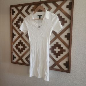 Forever 21 Cream Ribbed Polo Dress